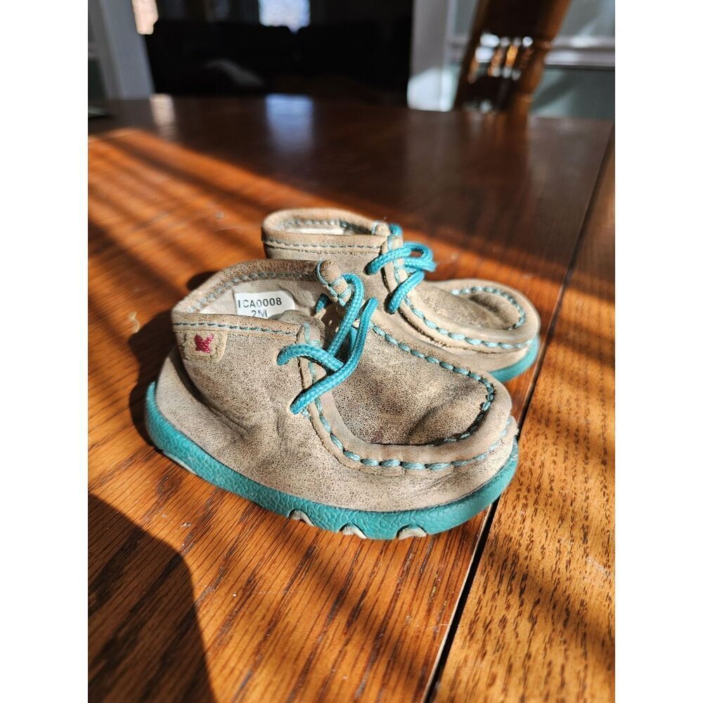 TWISTED X CHUKKA DRIVING MOCS SIZE Baby Size 2 BROWN Teal ICA0008
